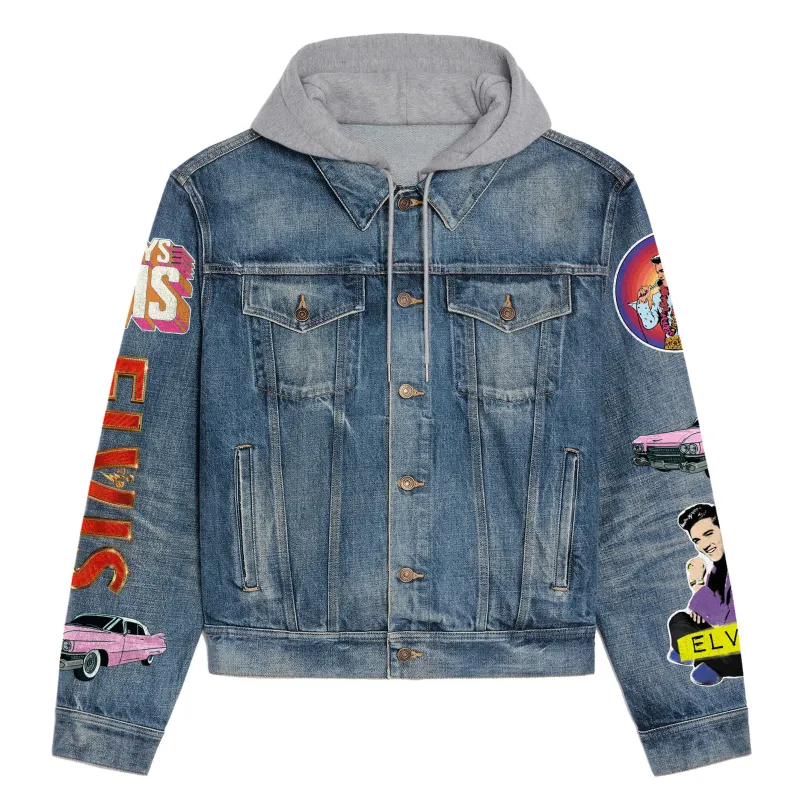 Elvis Presley Hooded Denim Jacket Dt DNM100524L542 Idea Fanatic