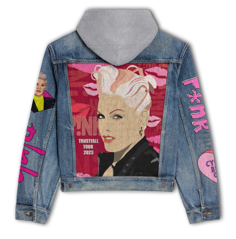 P!nk Premium Hooded Denim Jacket IDF940785 Idea Fanatic