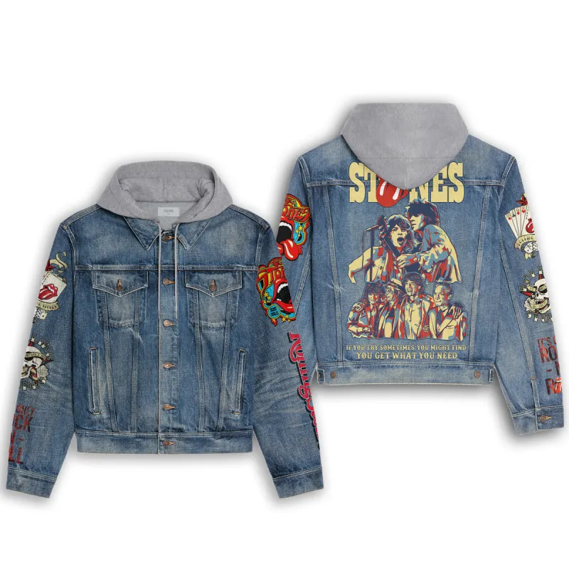 The Rolling Stones Hooded Denim Jacket Pa DNM100524L576 Idea Fanatic