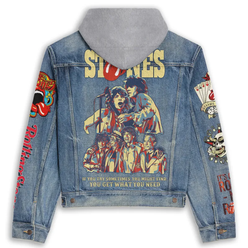 The Rolling Stones Hooded Denim Jacket Pa DNM100524L576 Idea Fanatic