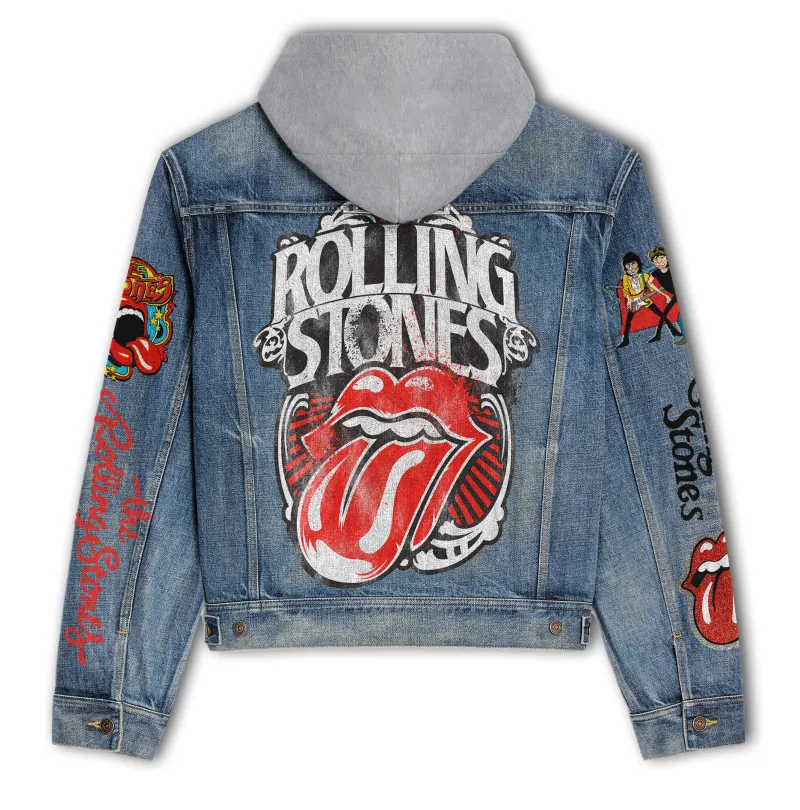 The Rolling Stones Hooded Denim Jacket Ng DNM100524L583 Idea Fanatic