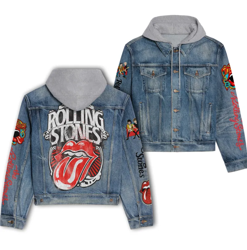 The Rolling Stones Hooded Denim Jacket Ng DNM100524L583 Idea Fanatic