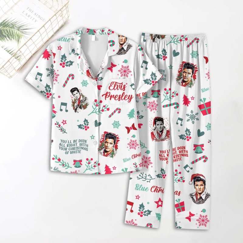 Premium Elvis Presley Ss Button Pajamas Set Tmn Idea Fanatic