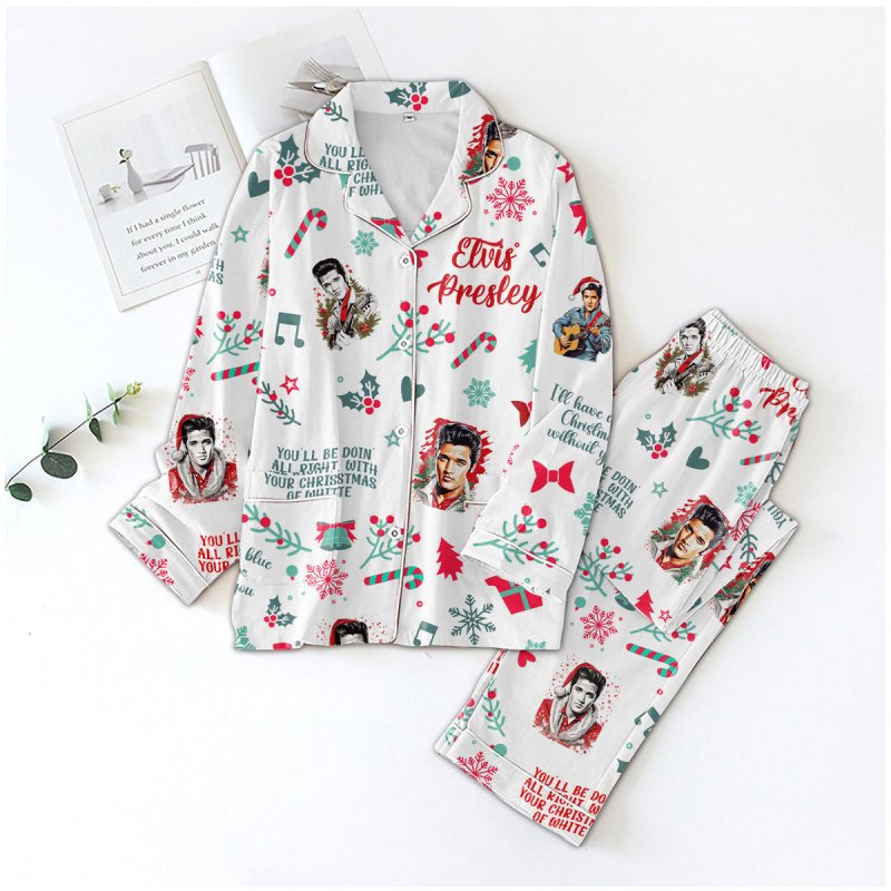 Premium Elvis Presley Ss Button Pajamas Set Tmn Idea Fanatic