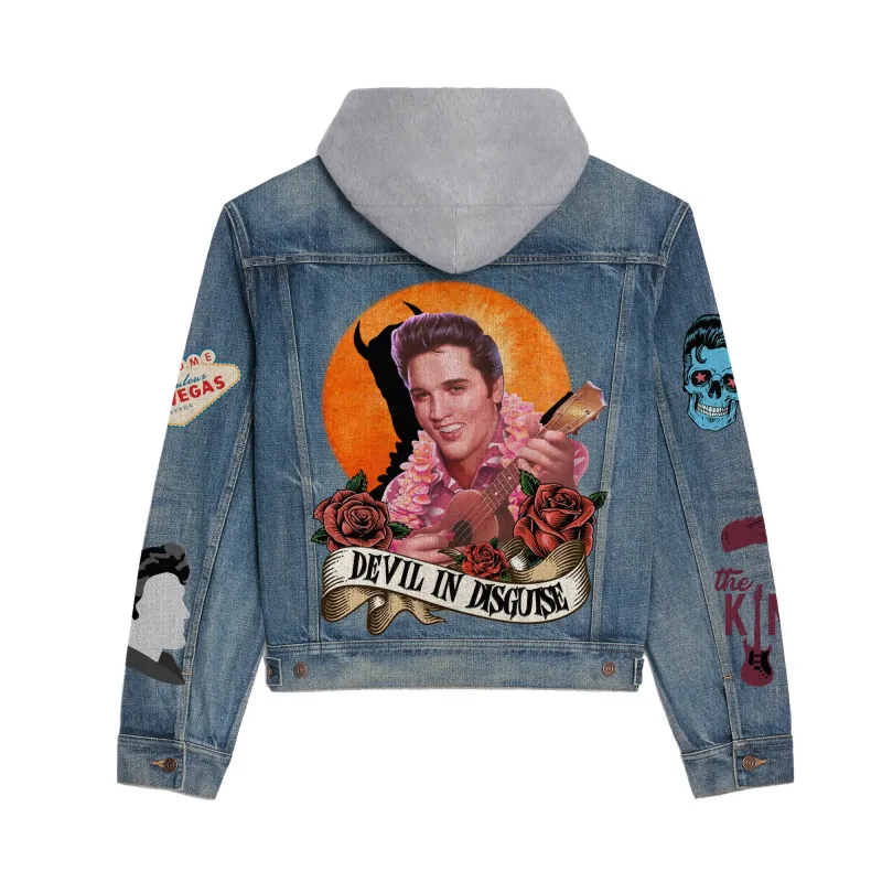 Premium Hooded Denim Jacket Elvis Presley Thy Idea Fanatic