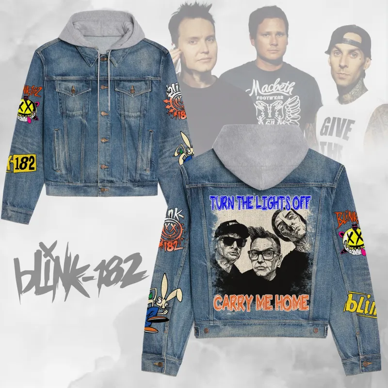 Premium Hooded Denim Jacket Blink-182 Tmn DNM100524L616 Idea Fanatic