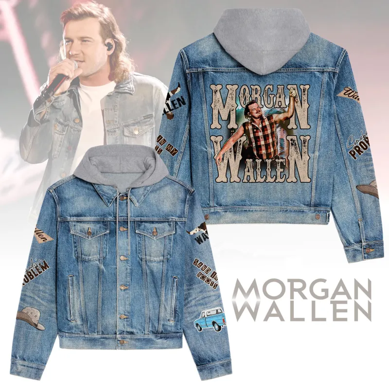 Premium Hooded Denim Jacket Morgan Wallen IDF941033 Idea Fanatic