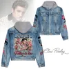 Premium Hooded Denim Jacket Elvis Presley Tmn DNM100524L635 Idea Fanatic