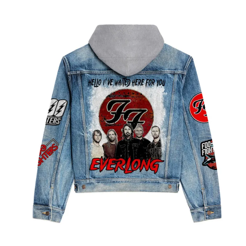 Premium Hooded Denim Jacket Foo Fighters IDF941351 Idea Fanatic