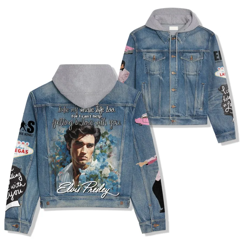 Elvis Presley Hooded Denim Jacket La DNM100524L744 Idea Fanatic