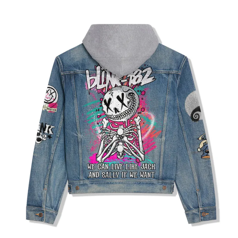 Blink-182 Drawstring Hooded Denim Jacket La DNM100524L751 Idea Fanatic