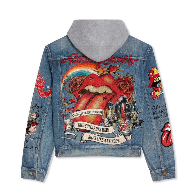 The Rolling Stones Hooded Denim Jacket La DNM100524L786 Idea Fanatic