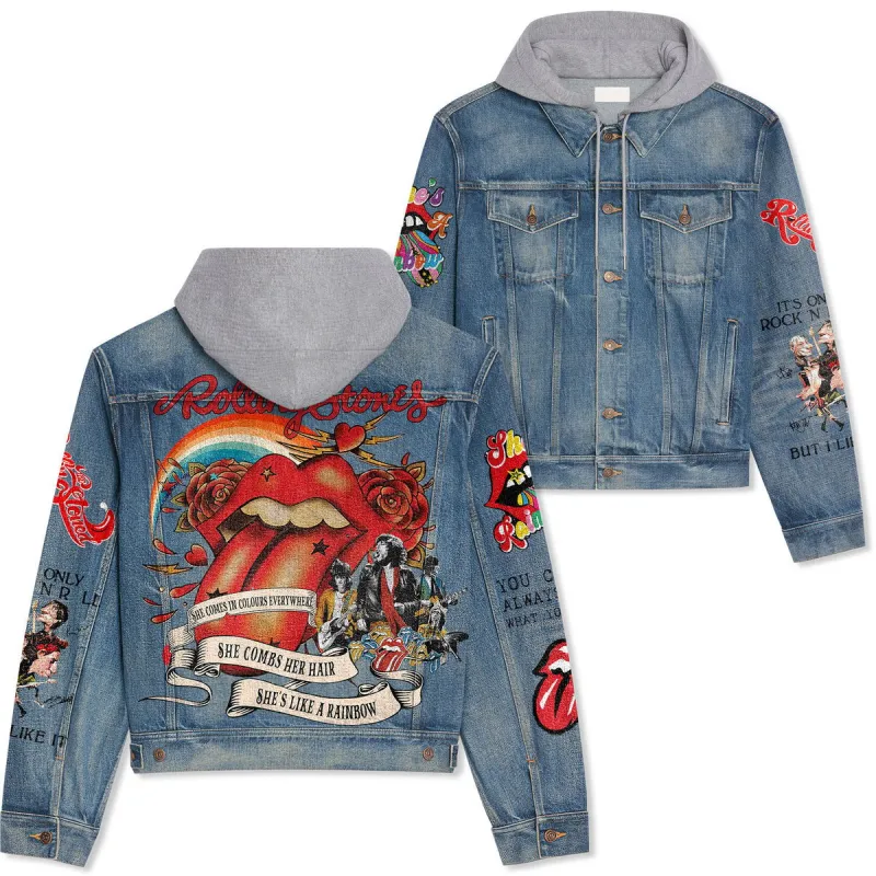 The Rolling Stones Hooded Denim Jacket La DNM100524L786 Idea Fanatic