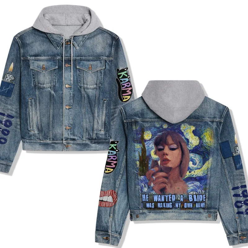 Taylor Swift Hooded Denim Jacket Ln DNM100524L799 Idea Fanatic