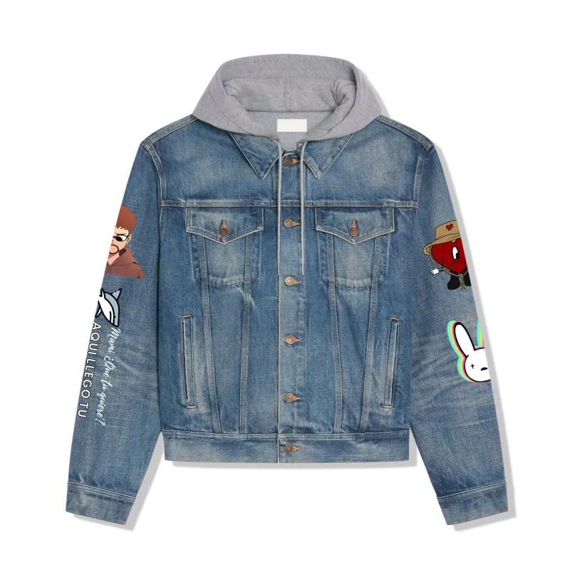 Bad Bunny Hooded Denim Jacket IDF942611 Idea Fanatic