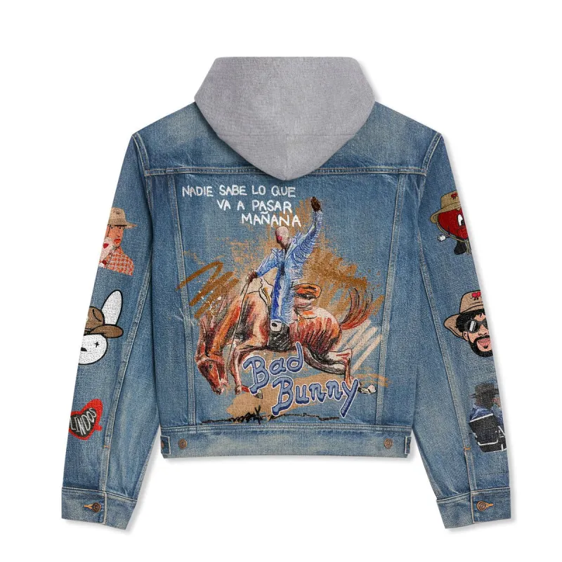 Bad Bunny Hooded Denim Jacket IDF941835 Idea Fanatic