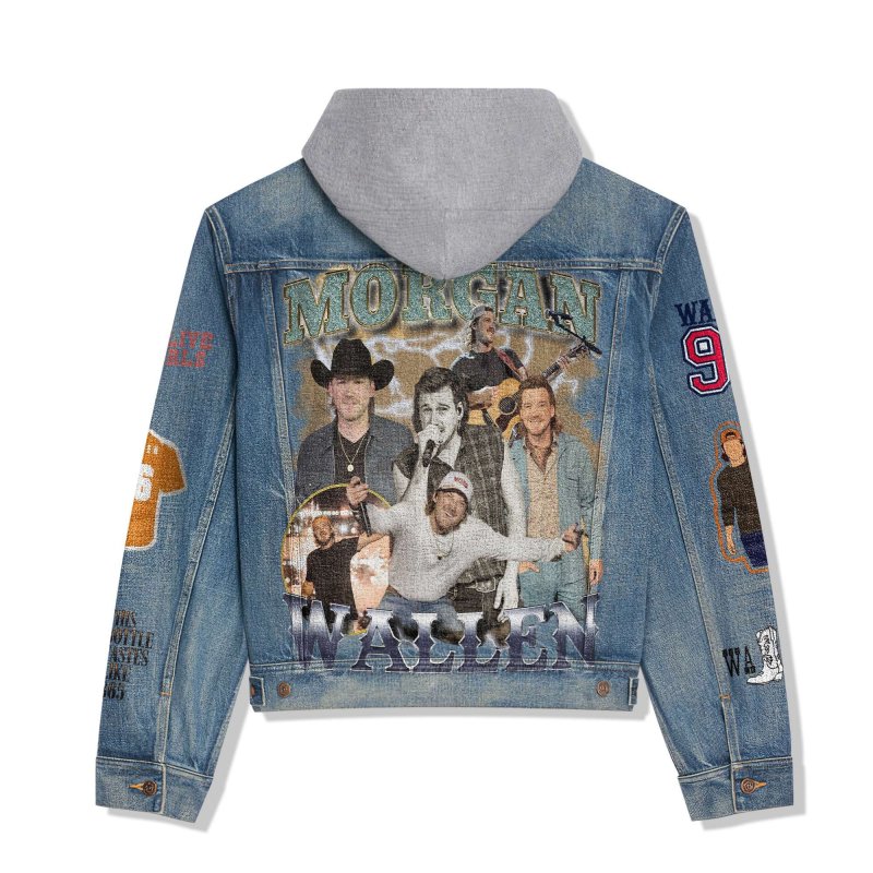 Morgan Wallen Hooded Denim Jacket IDF941912 Idea Fanatic