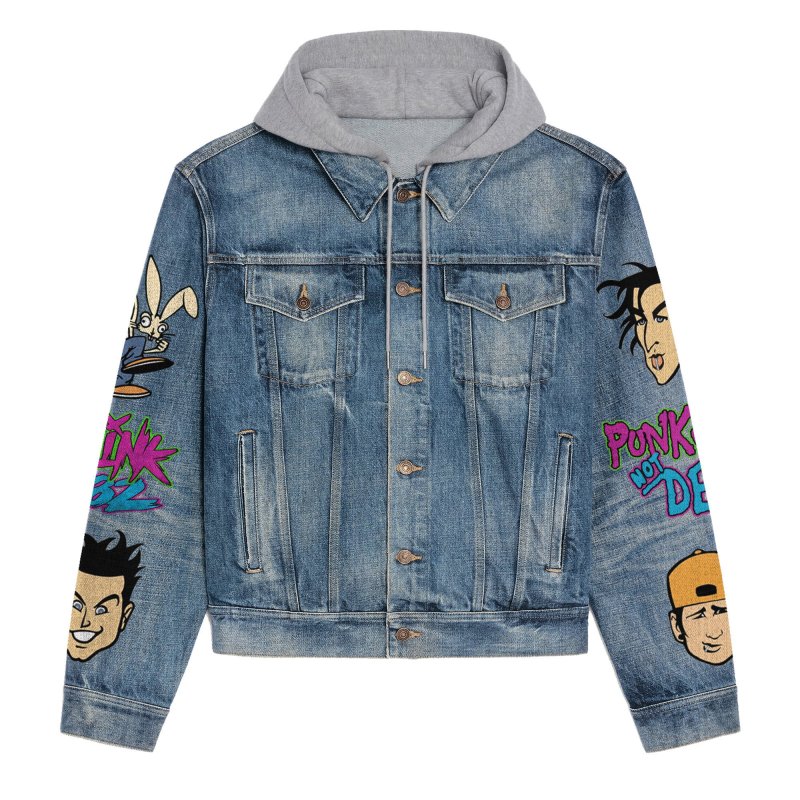 Blink-182 Hooded Denim Jacket Tht DNM100524L1045 Idea Fanatic