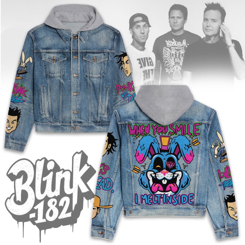 Blink-182 Hooded Denim Jacket Tht DNM100524L1045 Idea Fanatic