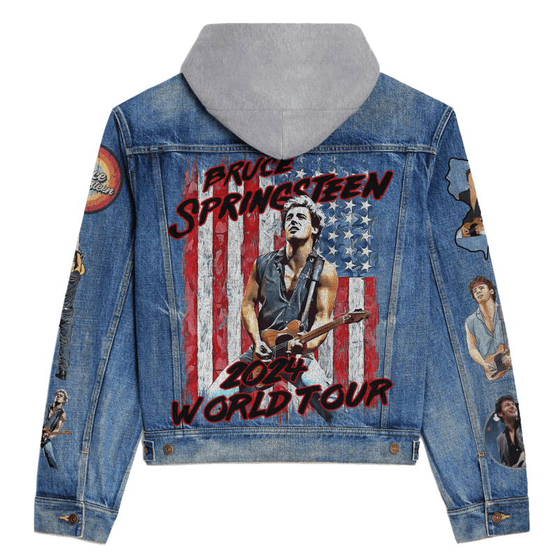 Bruce Springsteen Hooded Denim Jacket Mh DNM100524L943 Idea Fanatic