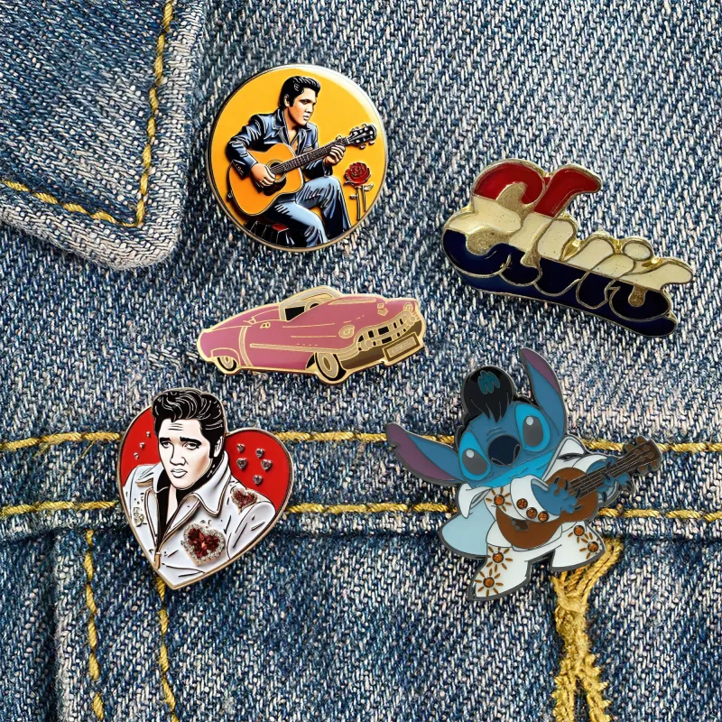 Elvis Presley Hooded Denim Jacket With Enamel Pins Tl DNM100524L946 Idea Fanatic