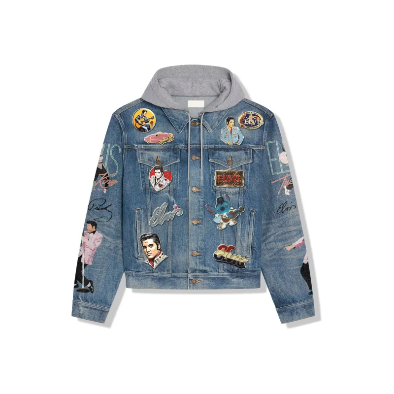 Elvis Presley Hooded Denim Jacket With Enamel Pins Tl DNM100524L946 Idea Fanatic