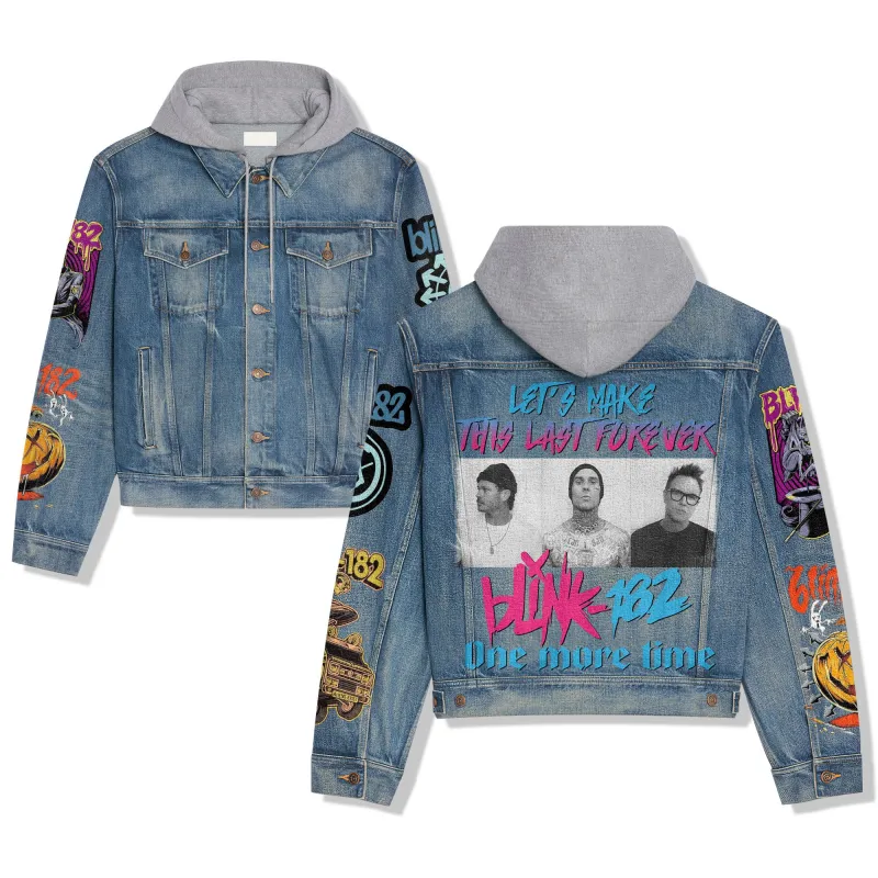 Blink-182 Hooded Denim Jacket Hn DNM100524L999 Idea Fanatic