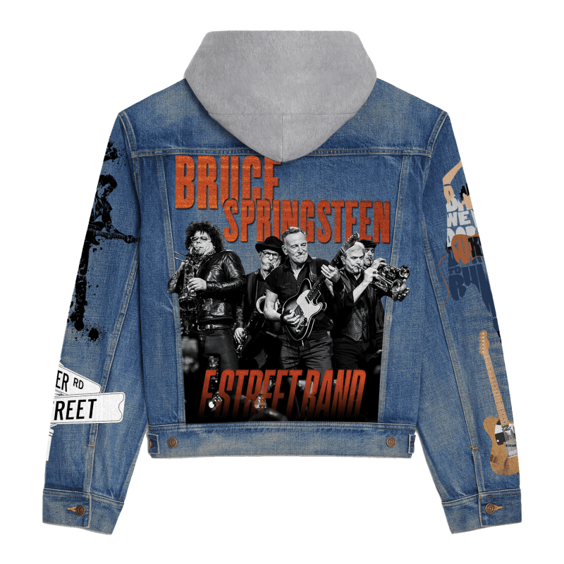 Bruce Springsteen Hooded Denim Jacket Hd DNM100524L1120 Idea Fanatic