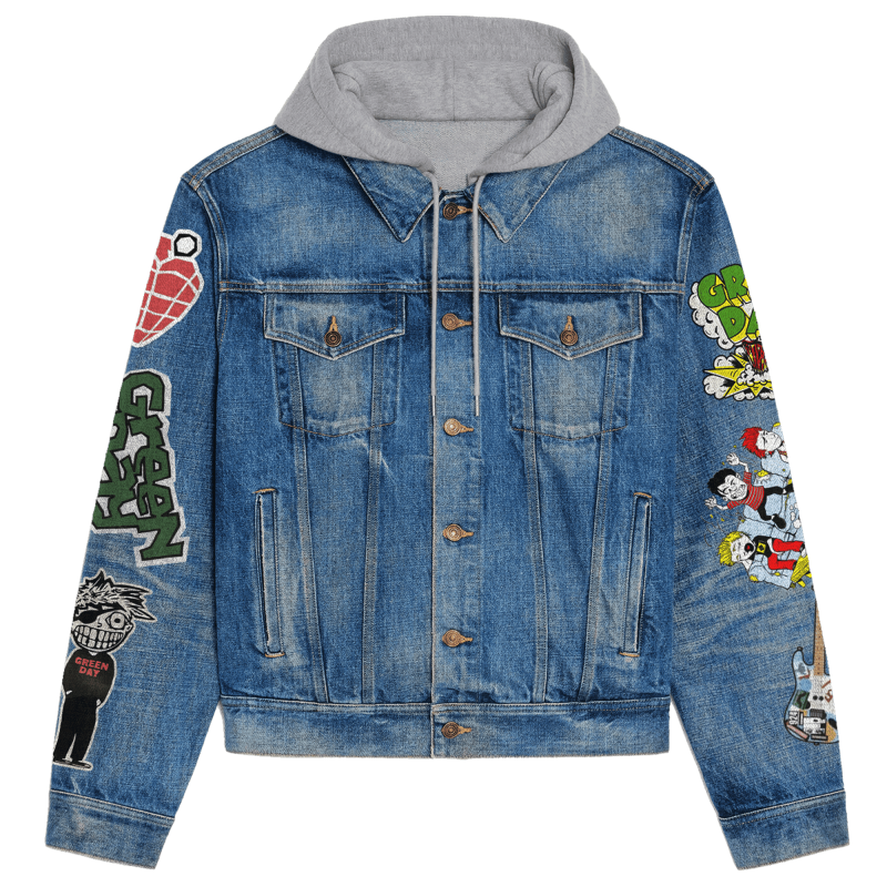 Green Day Hooded Denim Jacket Td DNM100524L059 Idea Fanatic