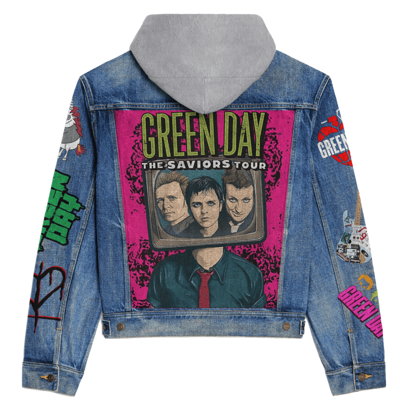 Green Day Hooded Denim Jacket Mh DNM100524L070 Idea Fanatic