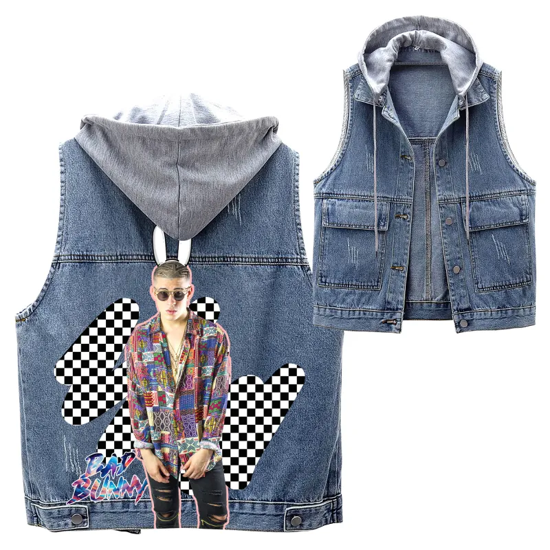 Bad Bunny Hooded Denim Jacket IDF938352 Idea Fanatic