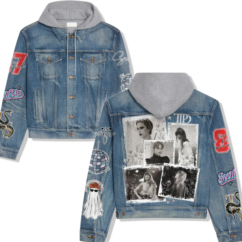 Taylor Swift Hooded Denim Jacket Ah 230401 DNM100524L081 Idea Fanatic