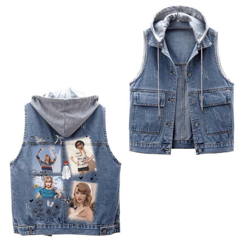 Taylor Swift Hooded Denim Jacket Ah 240401 DNM100524L082 Idea Fanatic