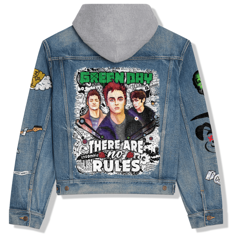 Green Day Hooded Denim Jacket Ah 060501 DNM100524L088 Idea Fanatic