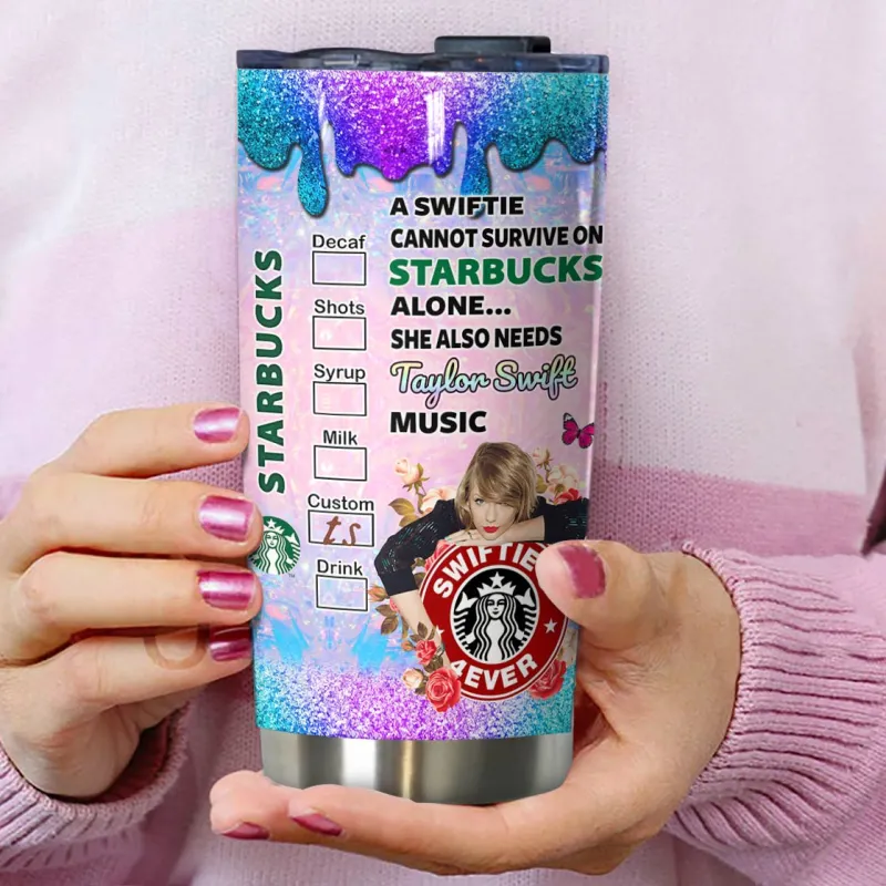 girl holding tumbler Taylor Swift Normal Tumbler Cup IFDDNTUM0044 Idea Fanatic