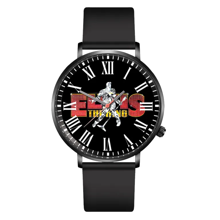 image 1 3 1 Elvis Presley Black Leather Watch IDF884215 Idea Fanatic