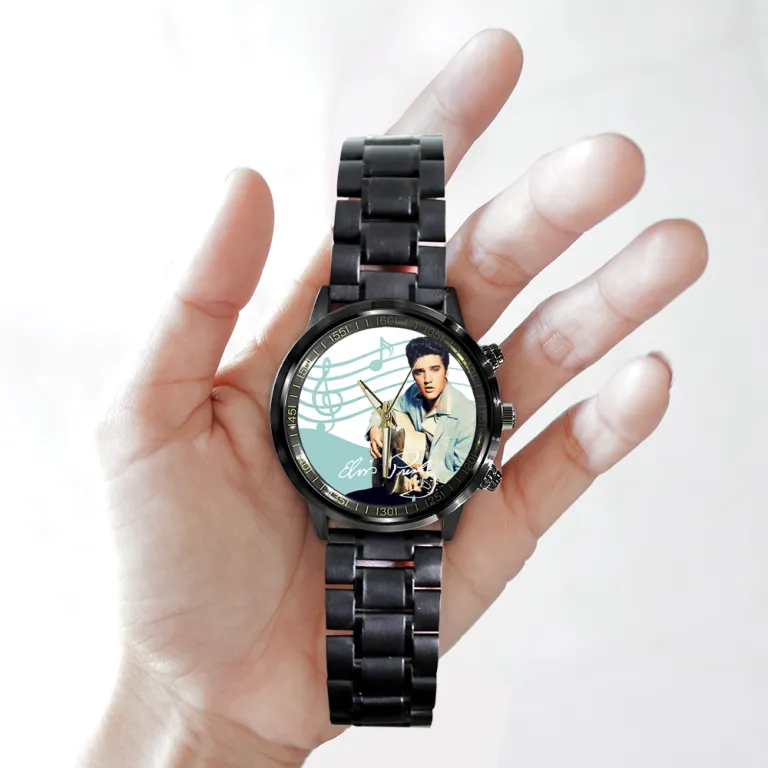 image 12 12 Elvis Presley Black Stainless Steel Hand Watch IDF894270 Idea Fanatic