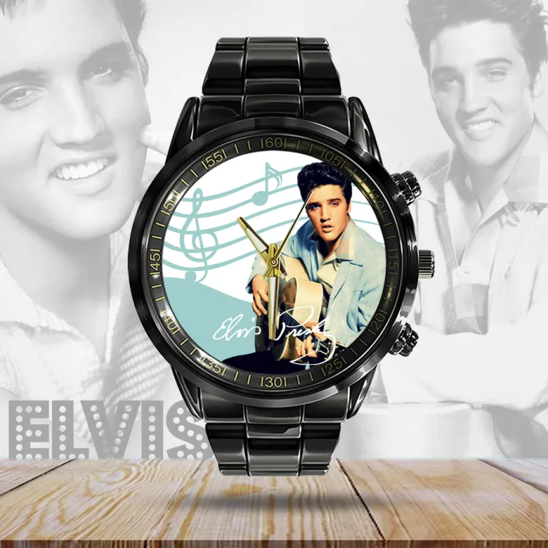 image 13 9 Elvis Presley Black Stainless Steel Hand Watch IDF894270 Idea Fanatic