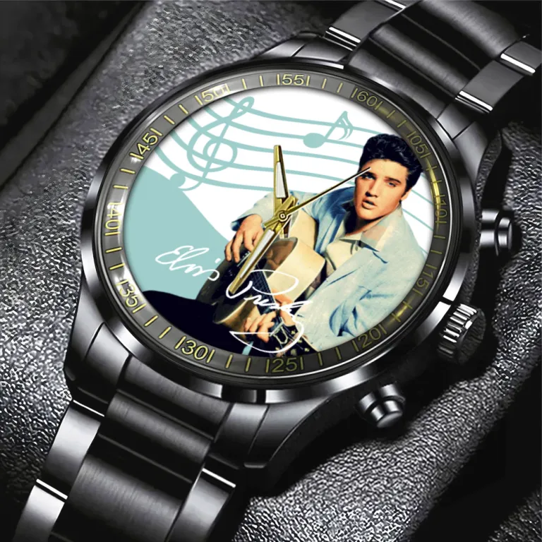 image 14 10 1 Elvis Presley Black Stainless Steel Hand Watch IDF894270 Idea Fanatic