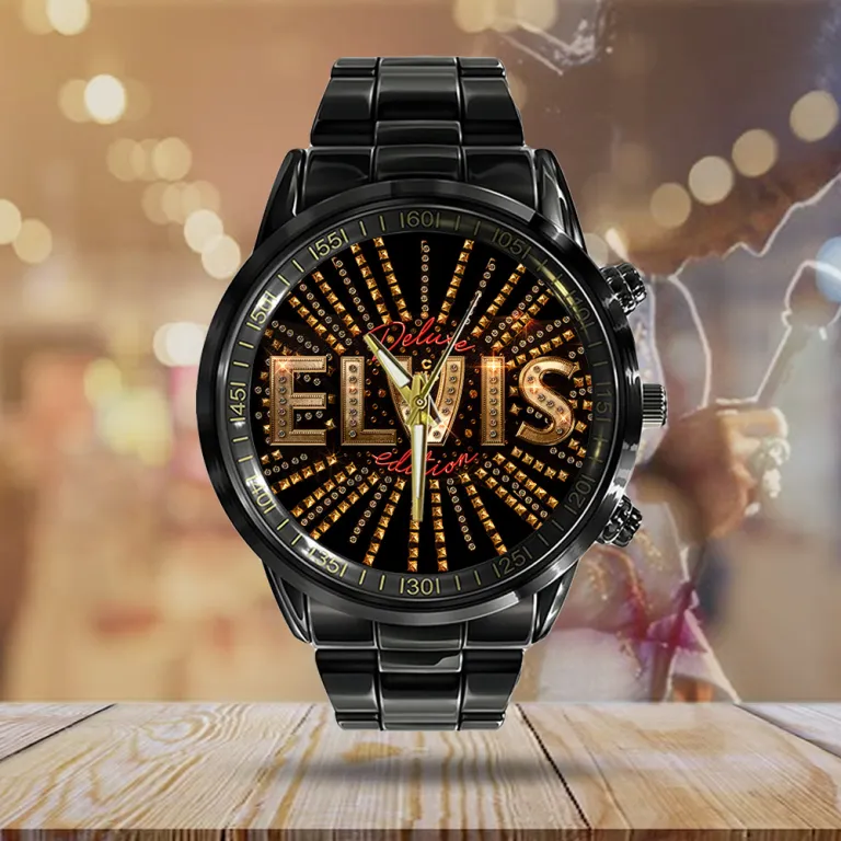 image 29 7 Elvis Presley Black Stainless Steel Hand Watch IDF894150 Idea Fanatic