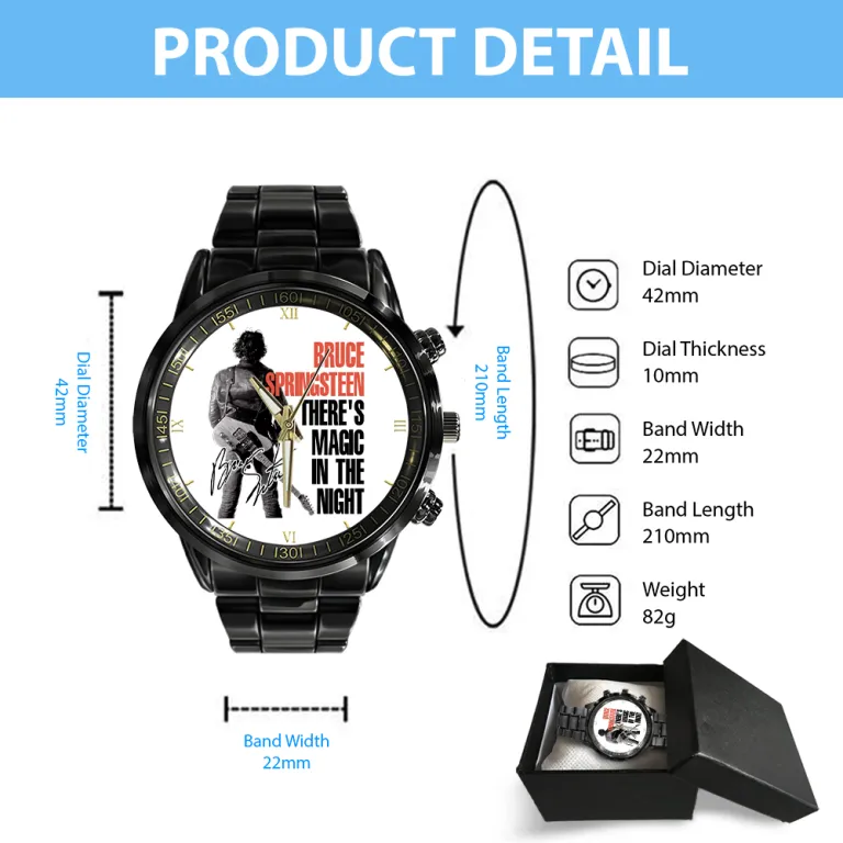 image 4 17 Bruce Springsteen Black Stainless Steel Hand Watch IDF894473 Idea Fanatic