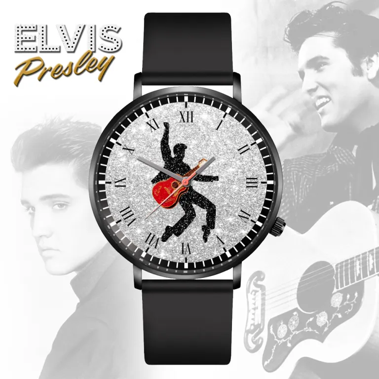 image 4 3 1 Elvis Presley Black Leather Watch IDF884220 Idea Fanatic