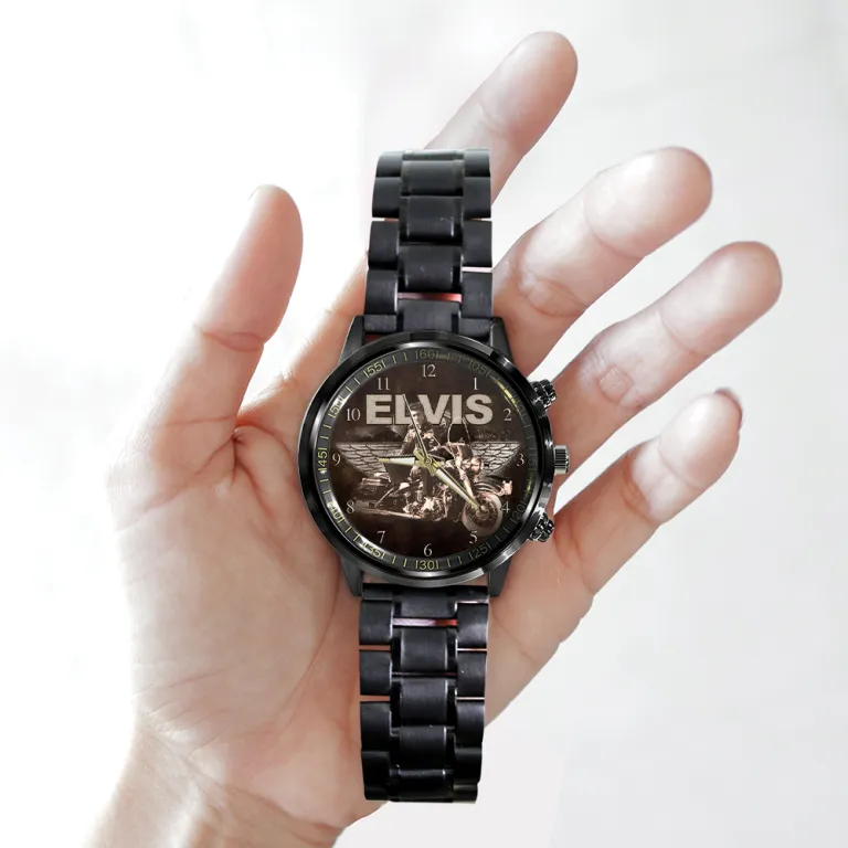 image 4 34 Elvis Presley x Harley Davidson Black Stainless Steel Hand Watch IDF900535 Idea Fanatic