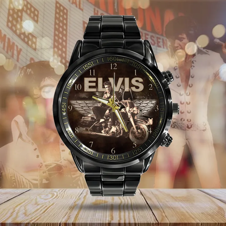 image 5 32 Elvis Presley x Harley Davidson Black Stainless Steel Hand Watch IDF900535 Idea Fanatic