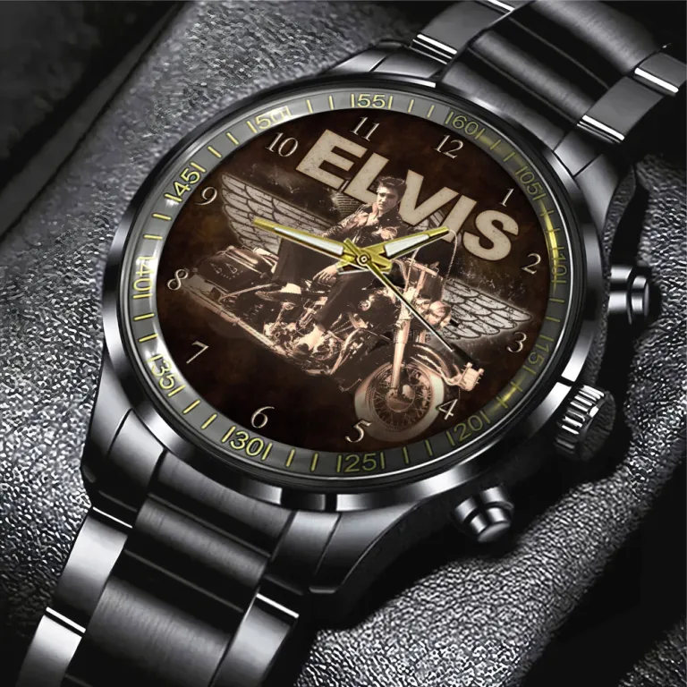 image 6 29 Elvis Presley x Harley Davidson Black Stainless Steel Hand Watch IDF900535 Idea Fanatic