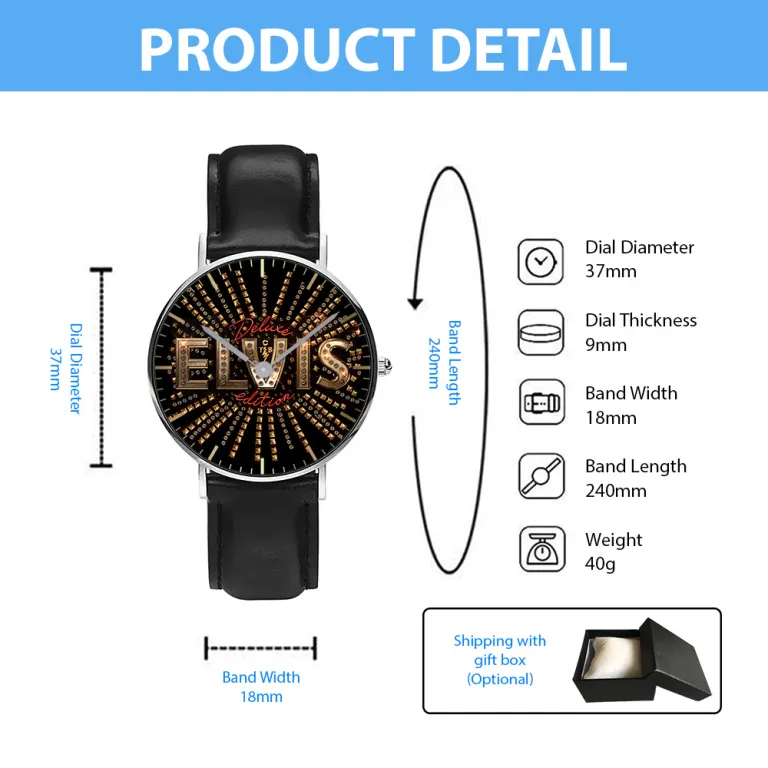 image 6 40 Elvis Presley Black Leather Watch IDF902065 Idea Fanatic