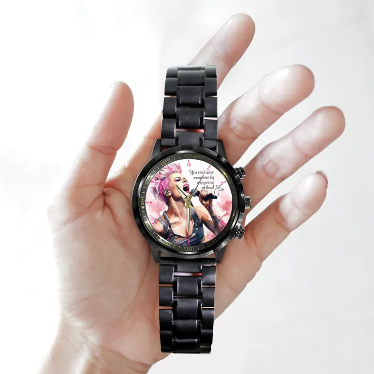 image 8 20 P!nk Black Stainless Steel Hand Watch IDF899241 Idea Fanatic