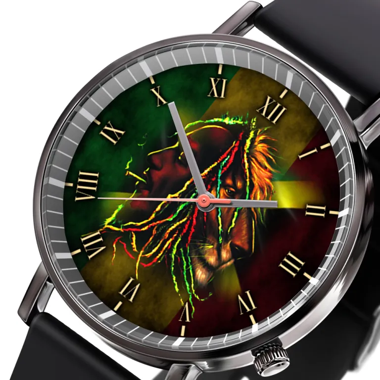 image 8 5 2 Bob Marley Black Leather Watch IDF857869 Idea Fanatic