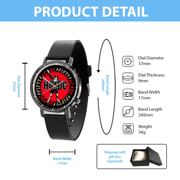 image 9 AC/DC Black Leather Watch IDF894622 Idea Fanatic