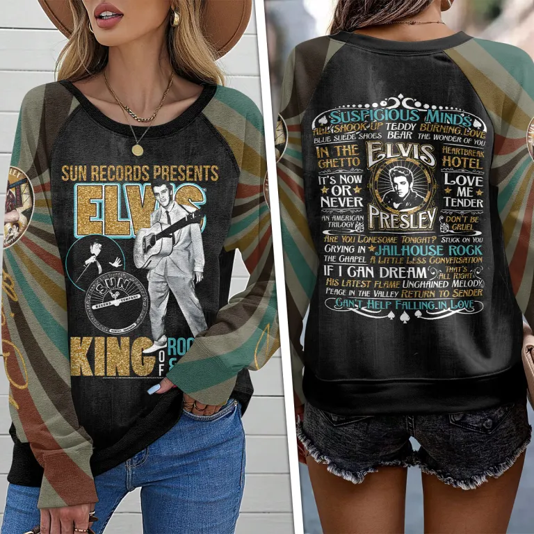 image 94 3 Elvis Presley Round Neck Raglan Sleeve Sweatshirt EPR050424M12 Idea Fanatic